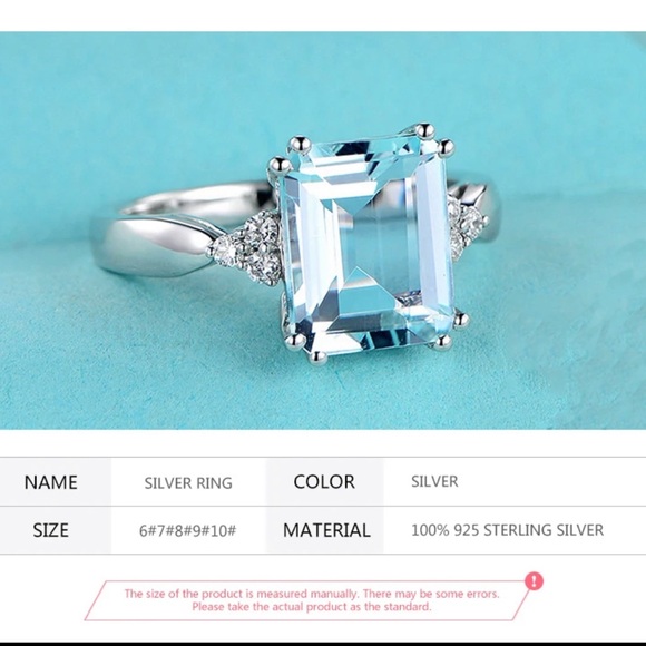 Jewelry - 925 Sterling Silver Ring with Blue Gemstone